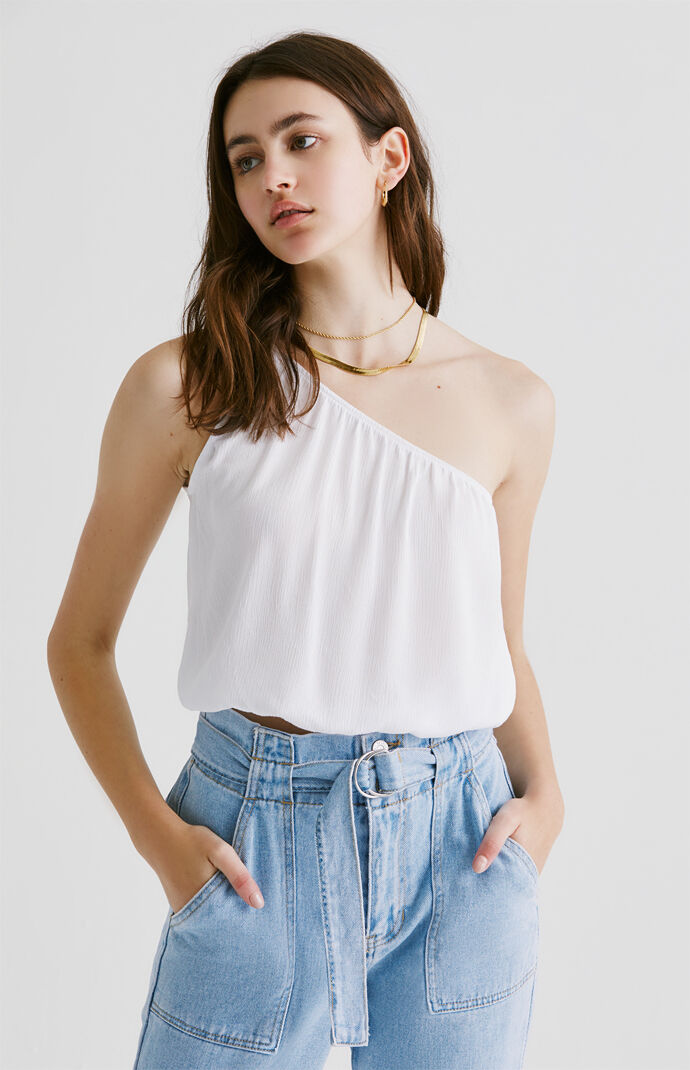 Bubble Hem One Shoulder Top