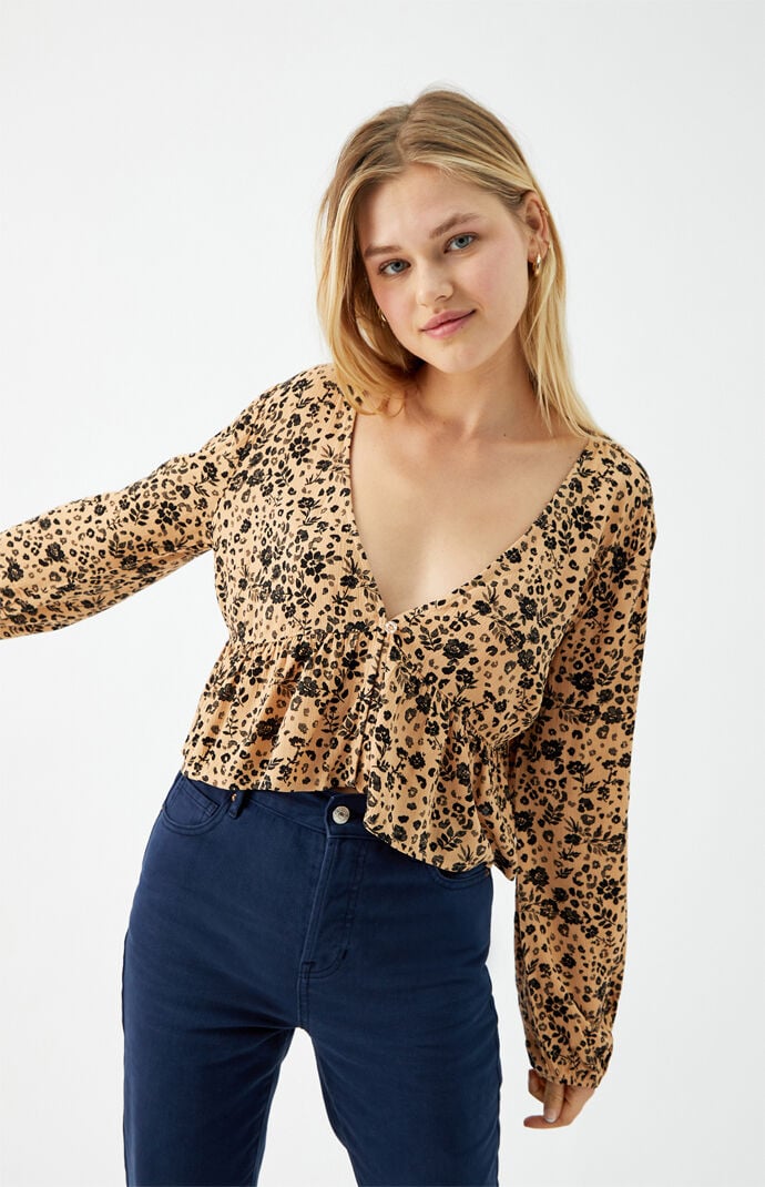 Long Sleeve Button Front Top