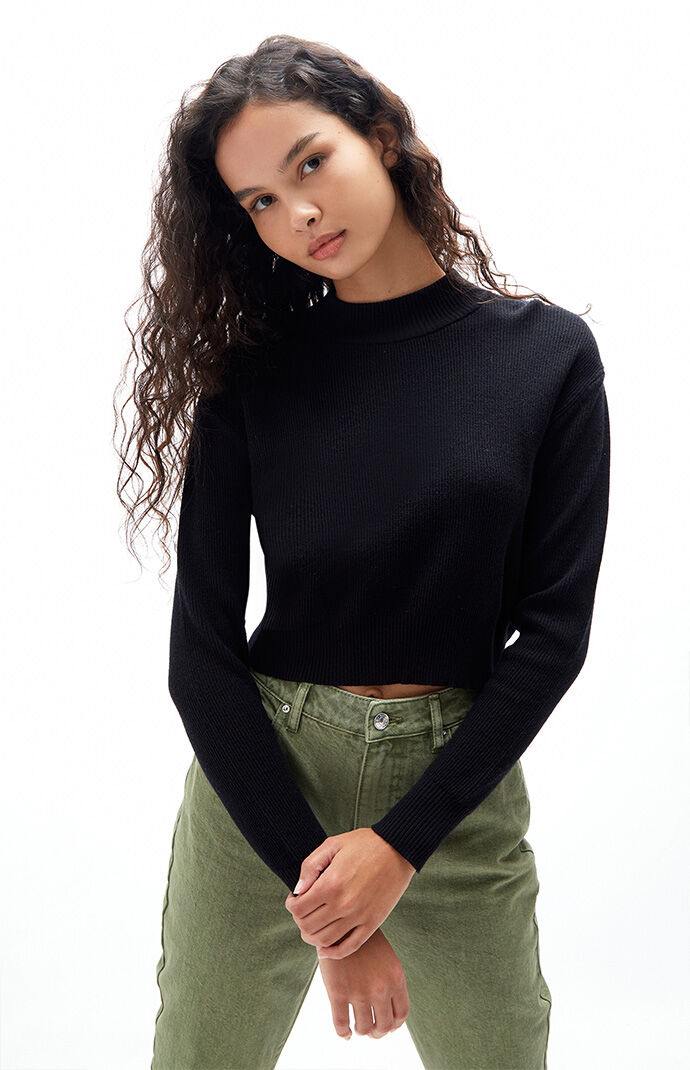 boxy mock neck sweater