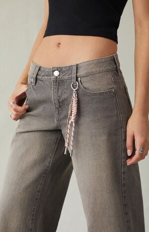 Casey Low Rise Baggy Jeans Bungee Cord Keychain Gray image number 2