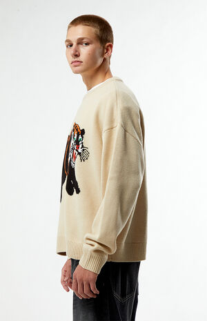 Tiger Knit Crew Neck Sweater image number 3