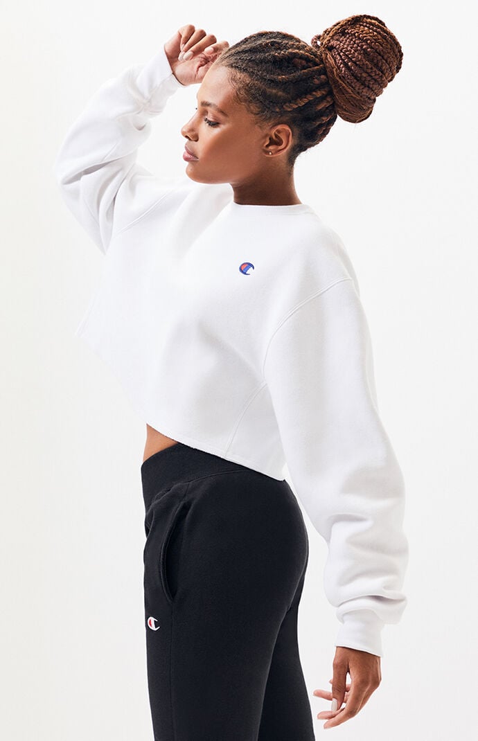 Crop reverse store weave sweatshirt