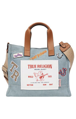 Andy Denim Multi Patch Medium Tote Bag image number 1