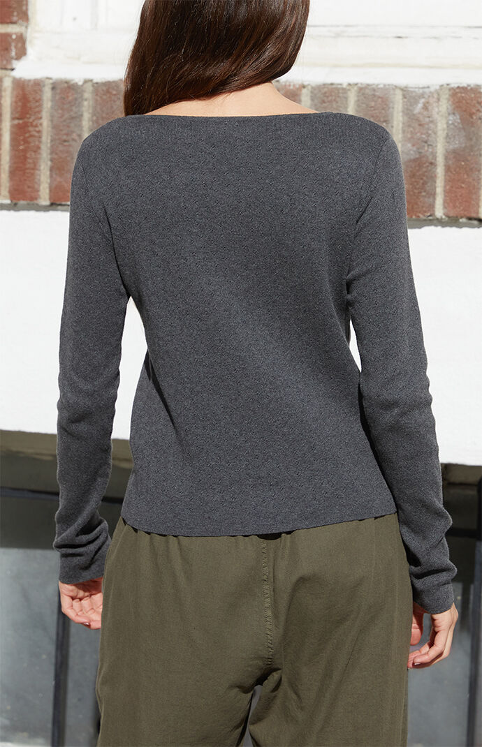 John Galt Dark Gray Athelia Pointelle Cardigan