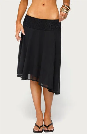 Evia Lace Asymmetric Midi Skirt image number 1