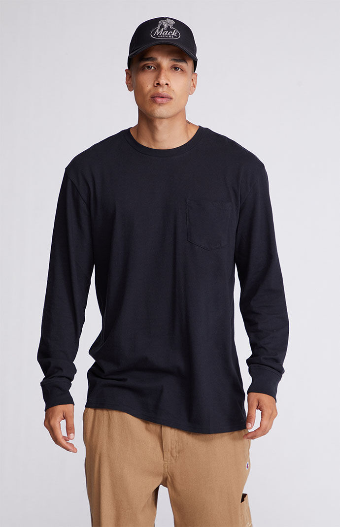 PacSun Black Solid Regular Long Sleeve