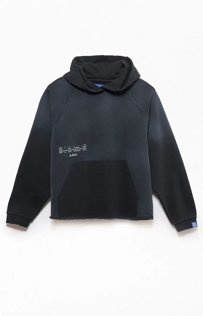 A.R.C. Black Vintage Wash Heavyweight RaglanÂ CutoffÂ Oversized Fleece Hoodie