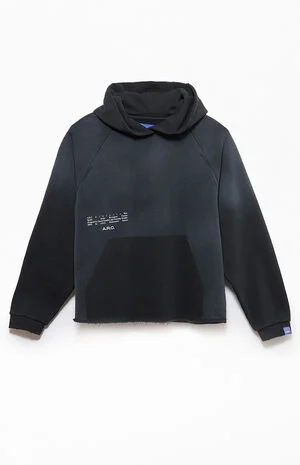 Black Vintage Wash Heavyweight Raglan&nbsp;Cutoff&nbsp;Oversized Fleece Hoodie image number 1