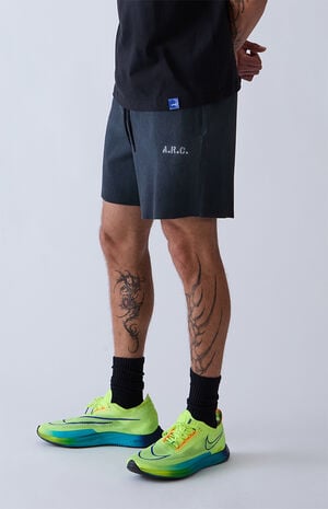 Black Vintage Wash Ribbed Knit Shorts image number 5