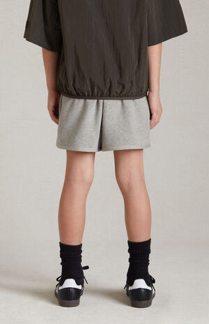 Essentials Dark Heather Oatmeal Sweat Shorts image number 6