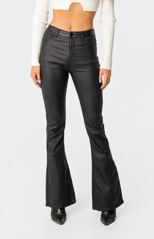 Luna Faux Leather Flare Jeans image number 2
