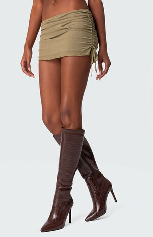 Joy Sheer Mesh Drawstring Mini Skirt image number 3