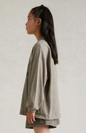 ESSENTIALS Heather Grey Long Sleeve T-Shirt image number 3