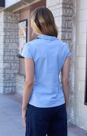 Light Blue Gingham Rue Collared Top image number 3