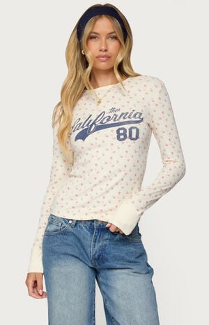 Cali Floral Ribbed Long Seeve T-Shirt image number 1
