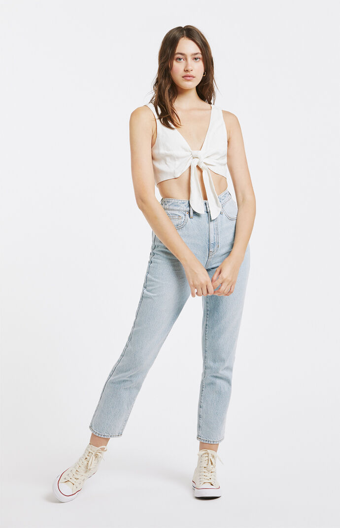Tie Front Linen Tank Top
