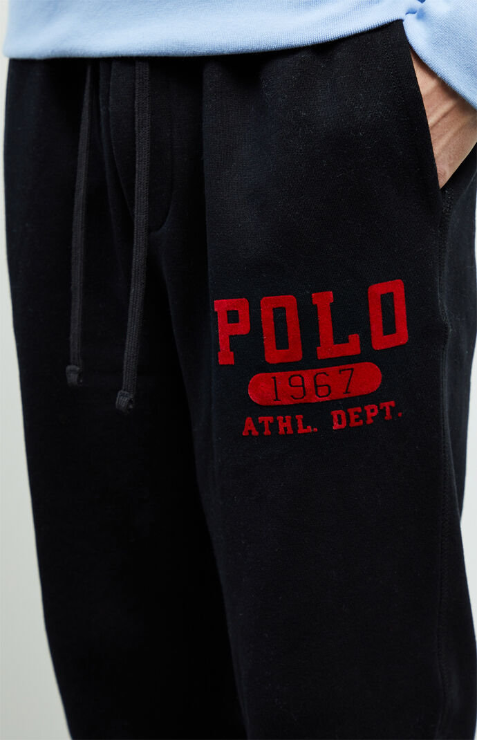 black and red polo sweatpants