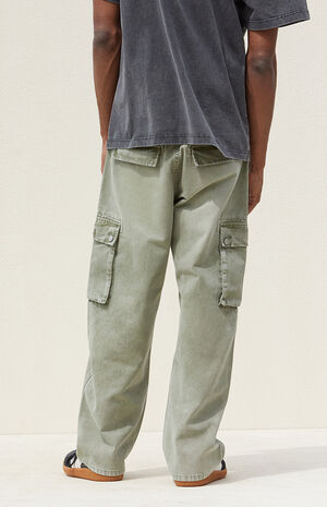 Olive Baggy Cargo Jeans image number 4