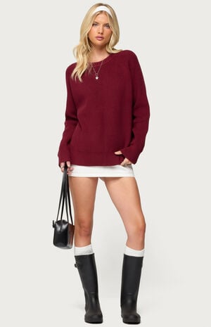 Lavonne Oversized Knit Raglan Sweater image number 5