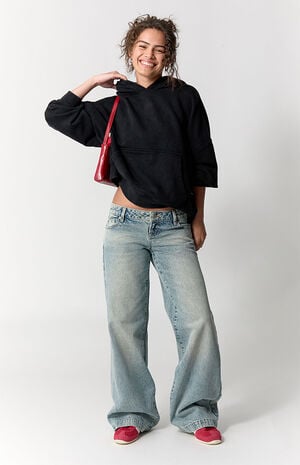 Kaia Ultimate Low Rise Baggy Jeans Light Blue Acid Wash image number 6