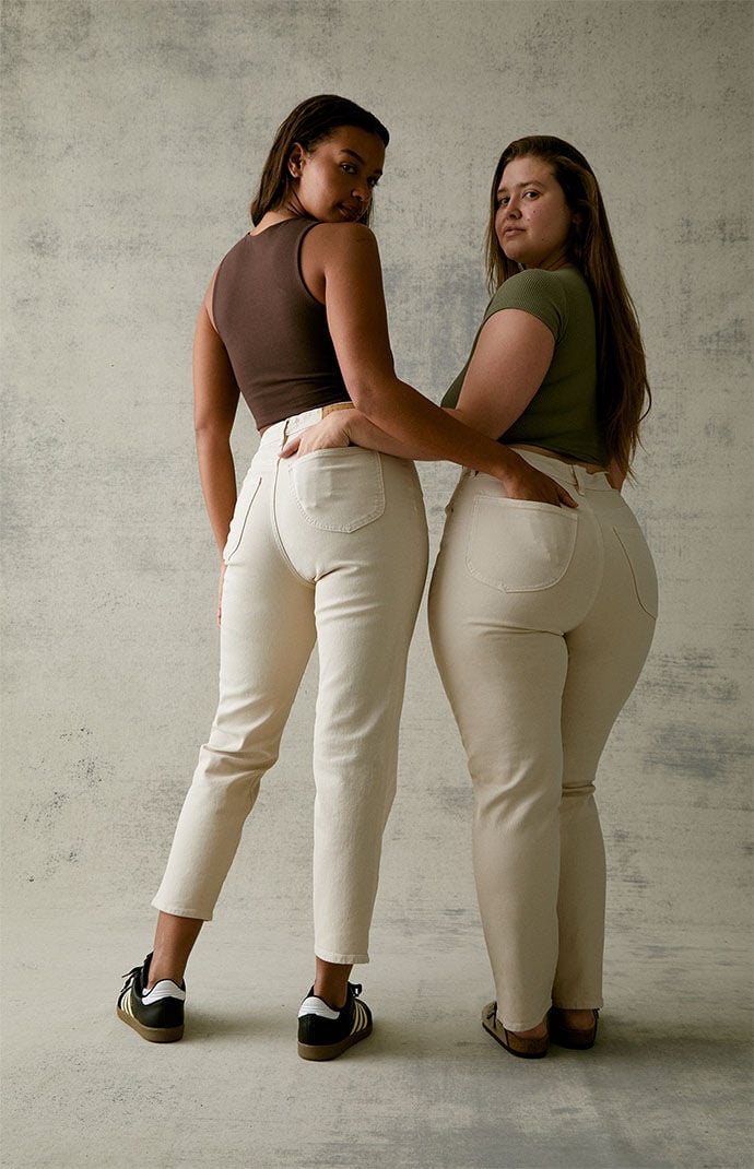 PacSun Beige Curve Straight Leg Jeans PacSun
