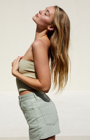 Green Vintage High Waisted Denim Shorts image number 3