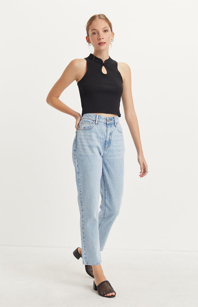 Mock Neck Keyhole Top