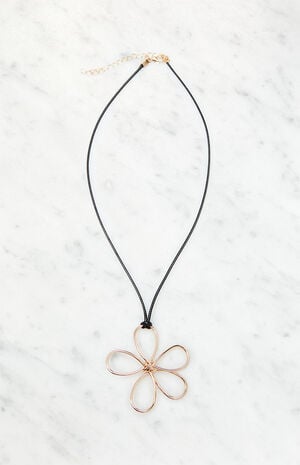 Wire Flower Cord Necklace