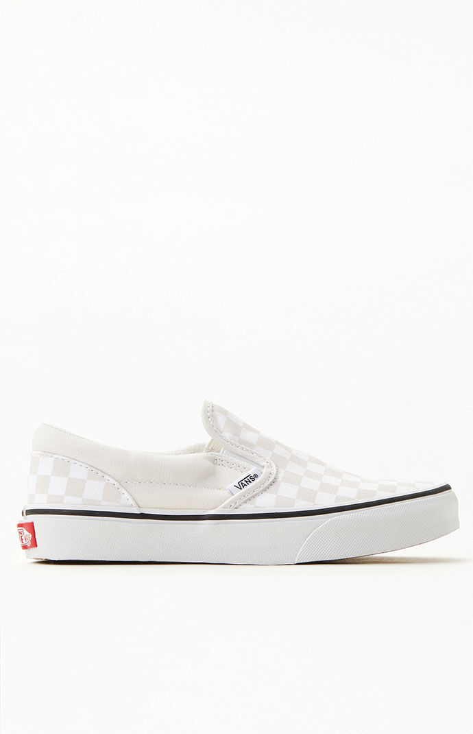 Vans Kids White Light Pink Checker Classic Slip On Shoes PacSun