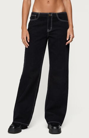 Contrast Stitch Low Rise Jeans image number 1