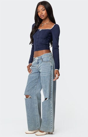 Ansley Lacey Cable Knit Top image number 4