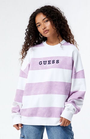 Striped Logo Oversized Crew Neck Sweatshirt image number 2