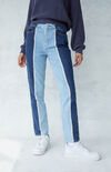 Two-Tone Cut & Sew Mom Jeans Two-Tone Cut & Sew Mom Jeans image number null