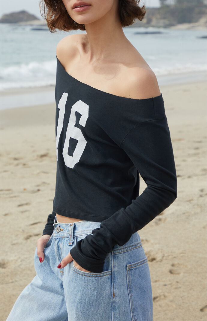 John Galt Black 16 Irene Long Sleeve Off-The-Shoulder Top | Pacsun