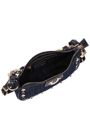 Chain & Studs Dark Denim Shoulder Bag image number 6
