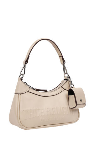 Cream Trapunto Logo Zip Top Hobo Bag image number 4