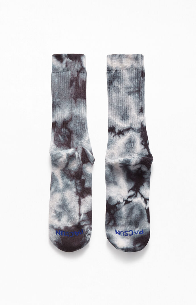 Black Multi Tie-Dyed Crew Socks