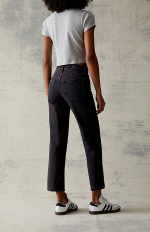 Black Stretch '90s Straight Leg Jeans image number 4