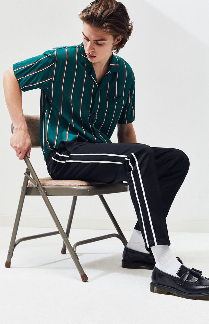 pacsun side stripe tricot black track pants