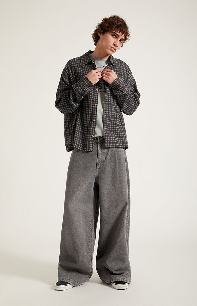 Pacsun Ryder Ultra Baggy Jeans Flames Gray