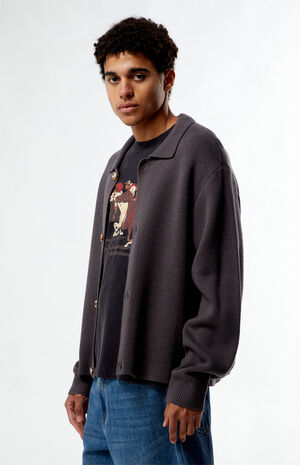 Gray Button Front Polo Sweater image number 2