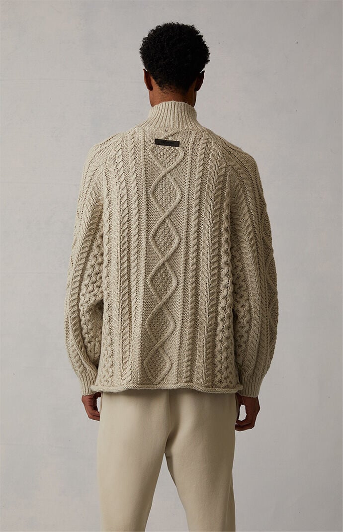 Wheat Cable Knit Turtleneck Sweater