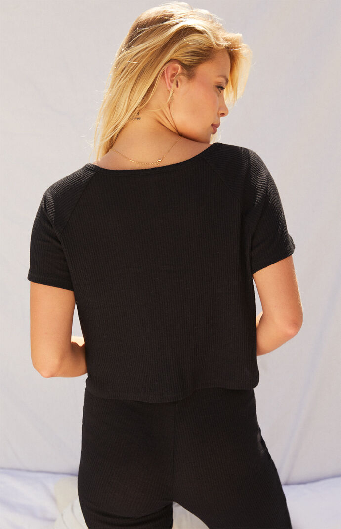 Brushed Rib Snap Button T-Shirt