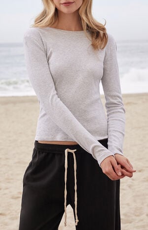 Silver Ainsley Long Sleeve Crop Top