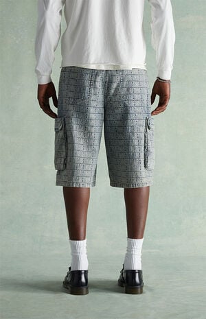 Jacquard Extreme Baggy Cargo Denim Shorts image number 4