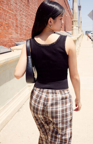 Black Ronnie Lace Trim Tank Top image number 4