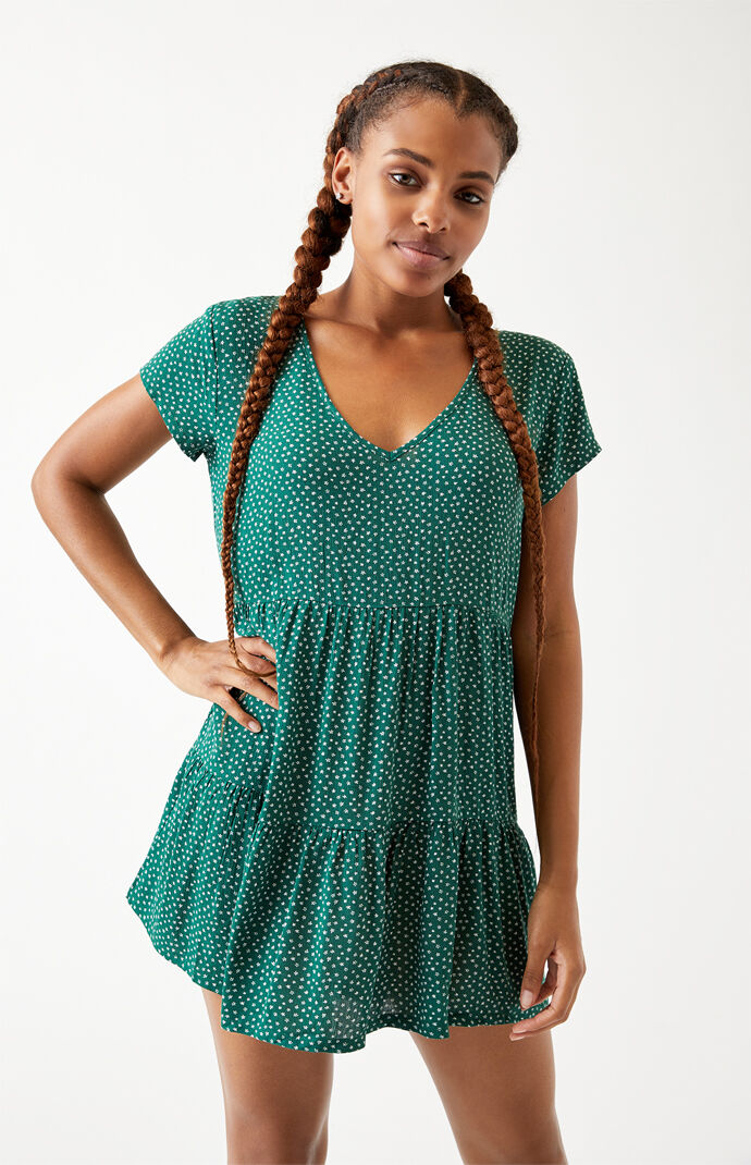 Printed Tiered Babydoll Mini Dress