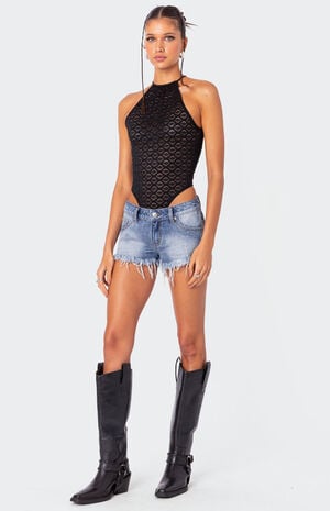 Erika Low Rise Frayed Denim Shorts image number 2