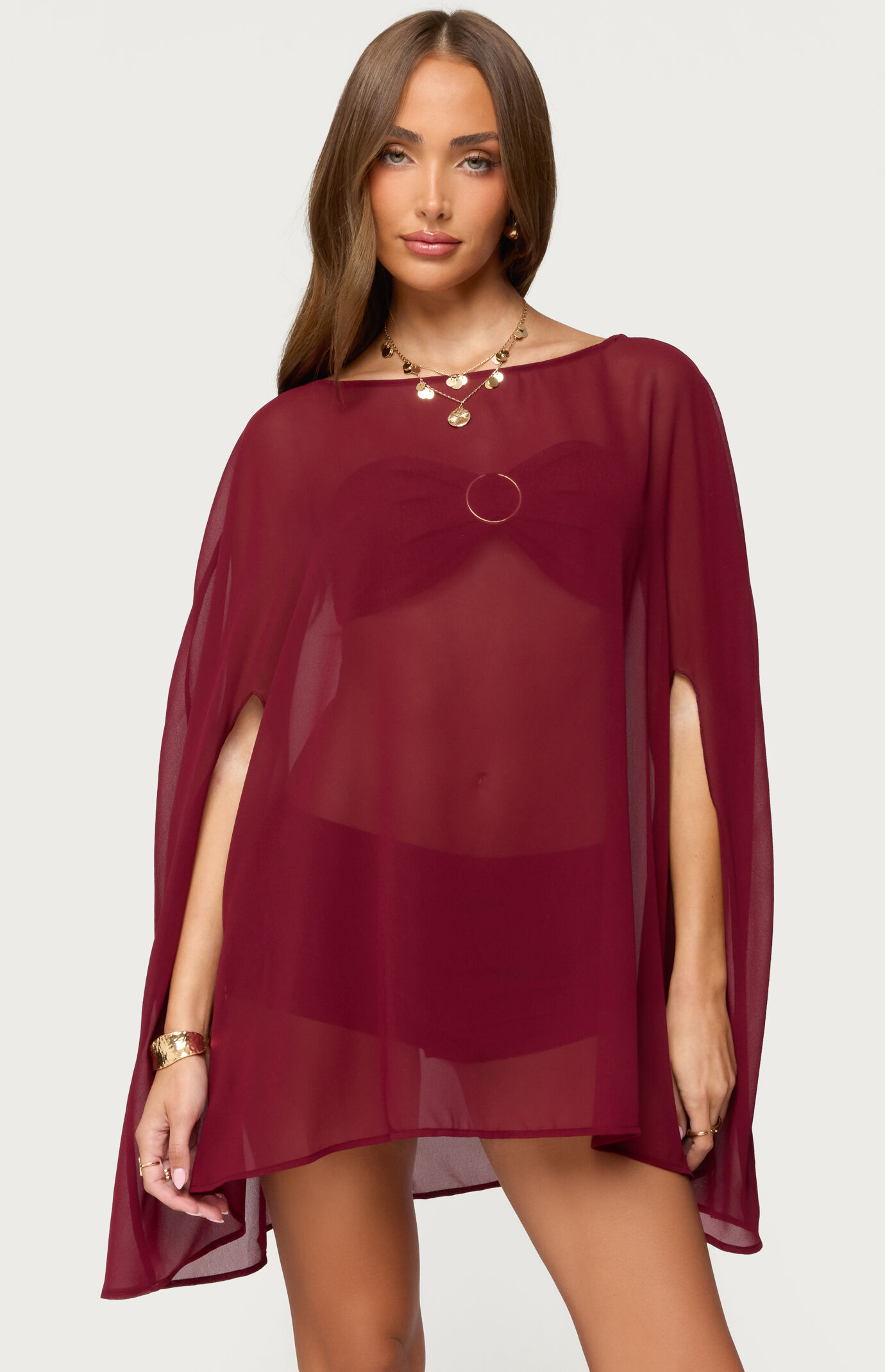 Edikted Mckenzie Sheer Chiffon Poncho