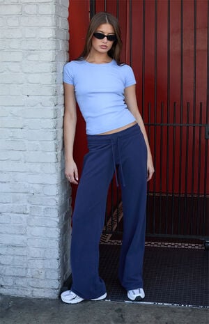 Light Blue Hailie Basic Short Sleeve Top image number 4